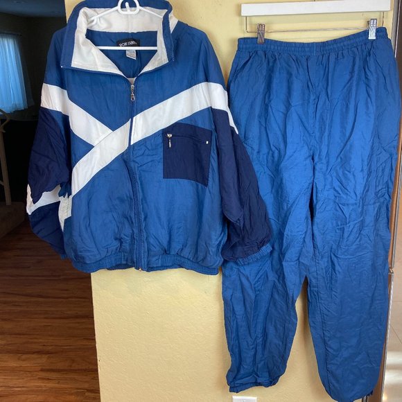 Other - Vintage Suite Set Sport Windbreaker Jacket Pants Sz L